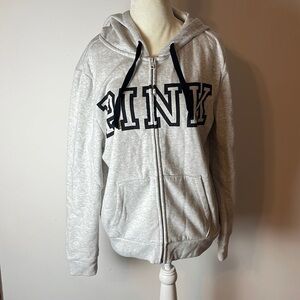 Vintage PINK hooded zip-up Size Large